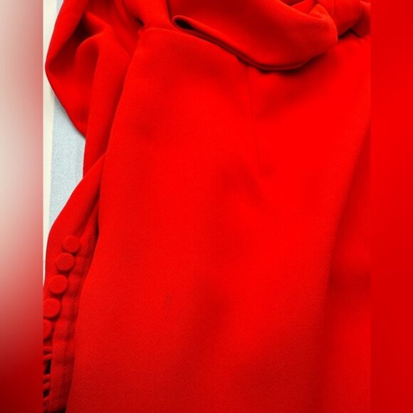 🆕 SELF-PORTRAIT 🧿 NWOT Red Crepe Bow Long Sleeve Mini Dress, Sz UK 14 US 10 - Picture 13 of 15